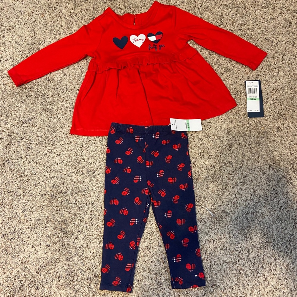 Tommy Hilfiger Toddler Girl Shirt Dress 2pc Sz 18m